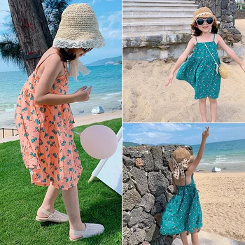 

Summer Girls Floral Floral Dress Sling Halter Dress Baby Girl Casual Sleeveless Cute Princess Dresses