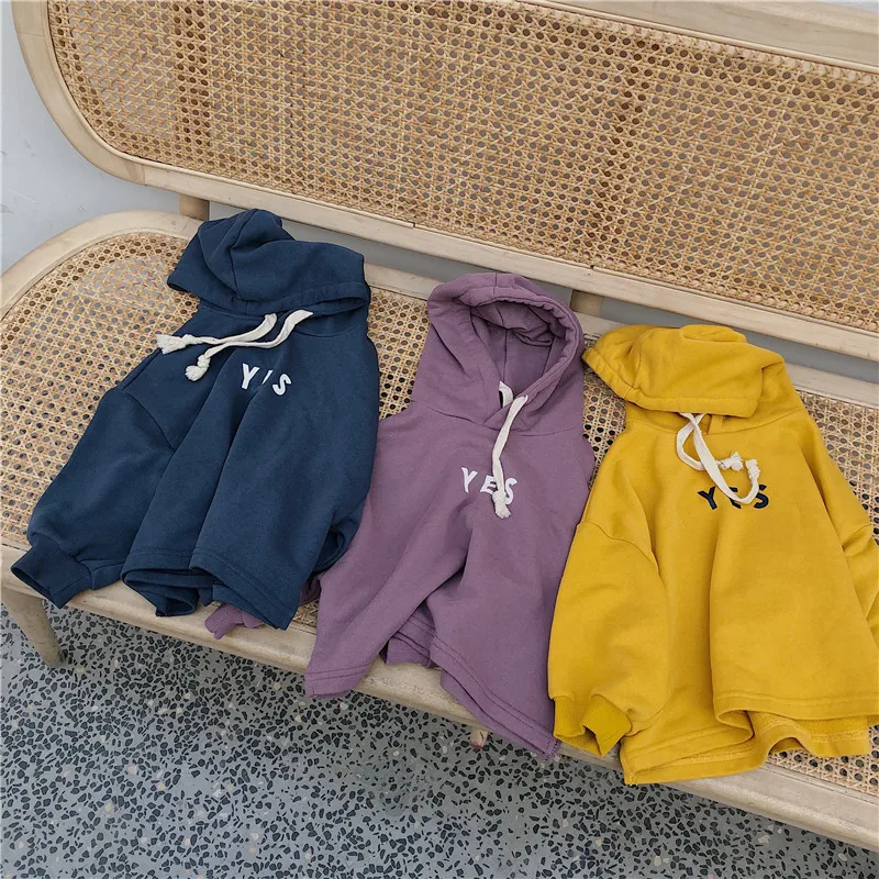 Tanie 2 3 4 5 6 lat bluzy z kapturem unisex Casual koreański list druku bluzy z kapturem dla dziewczynek odzież dla dzieci jesień 2019 chłopców ubrania