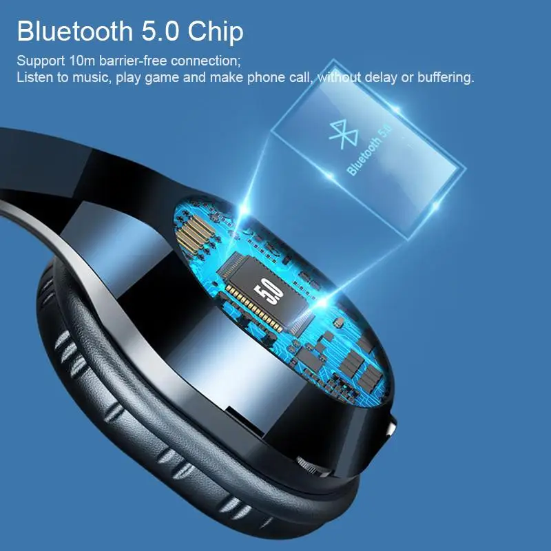Folding Gaming Headset Stereo Wireless Bluetooth 5 0 Surround Sound Headphones with Noise Cancelling For Laptop Mobile Phone