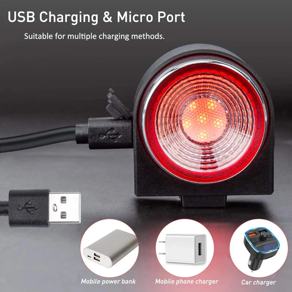 Awapow Anti Theft Bicycle Tail Light Alarm USB Rechargeable Super Bright Bike Light IP65 Waterproof LED Taillight Bicycle Lamp