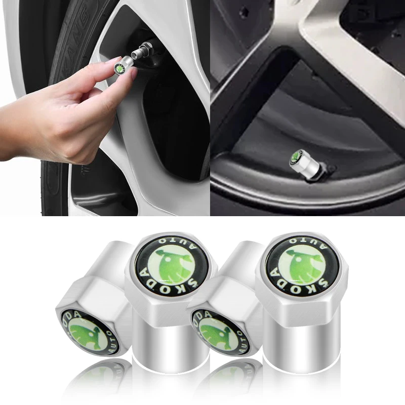 Funda para válvulas de neumático de rueda de coche, enchufes de aire para Skodas Octavia A5 A7 Fabia superb, accesorios de estilismo para coche, nueva moda, 4 piezas