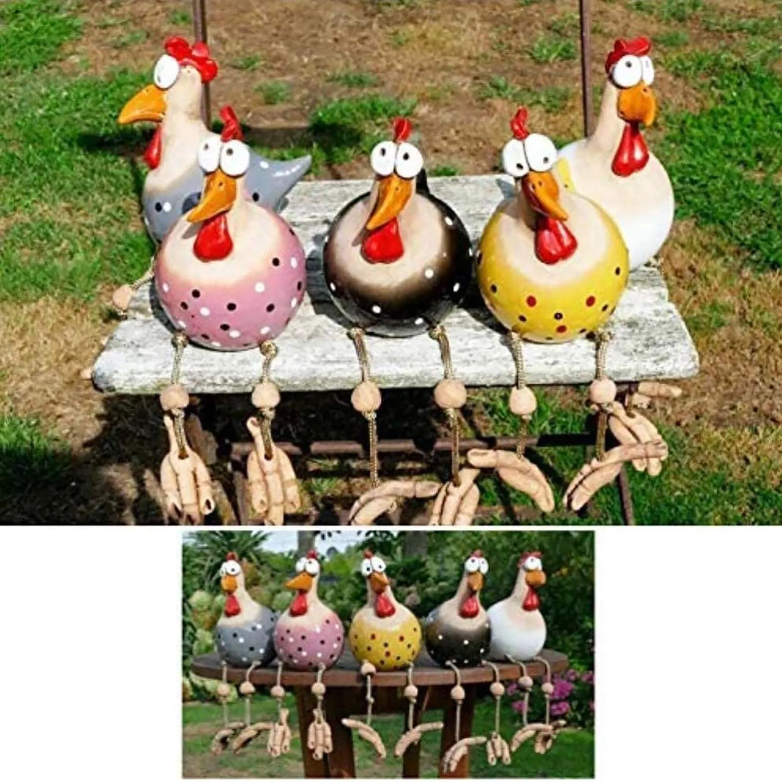 Yard Art Decor Chicken Garden Lawn Plug Hen Rooster Ornaments Hens Bird Statues Edge Seater Indoor Outdoor Backyard Decorations | Дом и сад