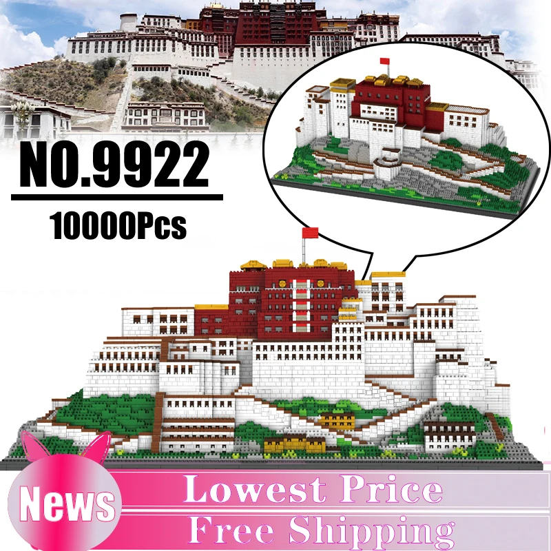 10000 шт. + Китайская тибетская архитектура Potala дворец Замок задний фон для студий