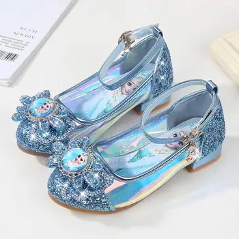 

Children Leather Sandals child high heels Girls Princess Summer Elsa Shoes Chaussure Enfants Party Anna Shoes