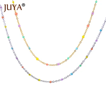 

JUYA Rainbow Chain Necklace Simple Delicate Choker Trendy Women Girls Jewelry Various Colors Coated Interval Beaded Necklace