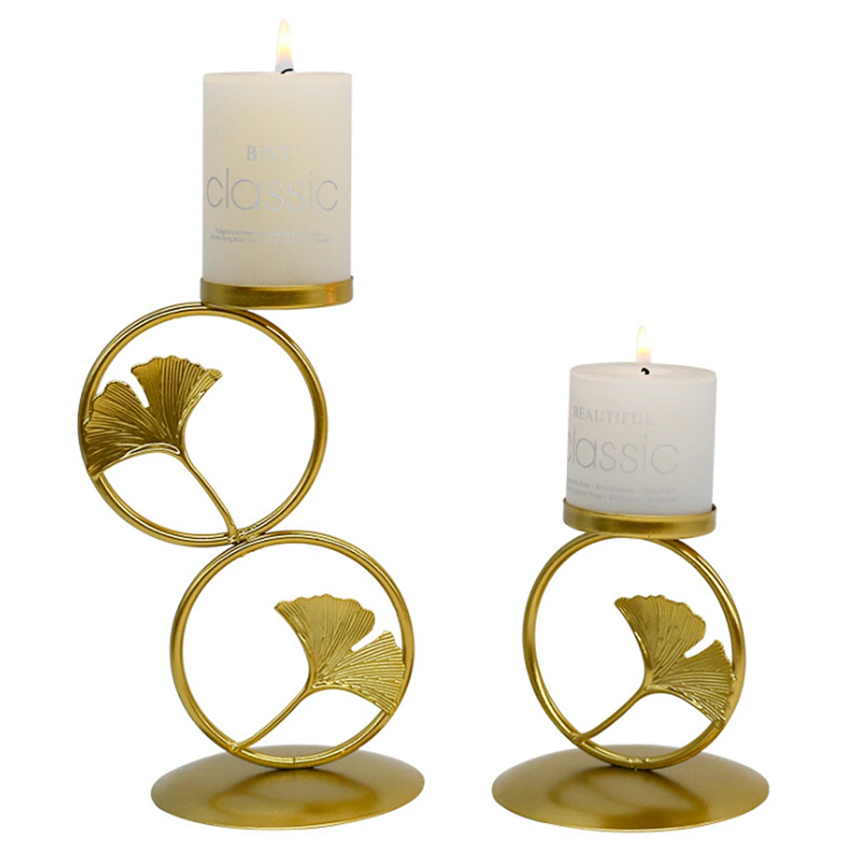 

Ginkgo Leaf Round Ring Candle Utensils Romantic Wedding Props Decorations