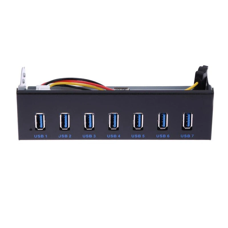  7 Port USB 3.0 Hub 5Gbs 5.25inch CD-ROM Drive Bay CD ROM Front Panel for Computer Case+USB 3.0 19-p