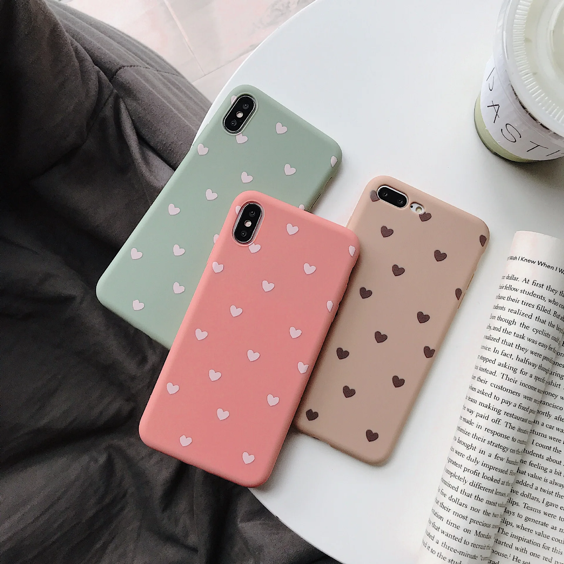 Cute Candy Color Love Heart Korean Phone Case For iPhone 7 Puls 6 6S 8 X Xs XR Xsmax Cases Soft Silicone Matte Cover |