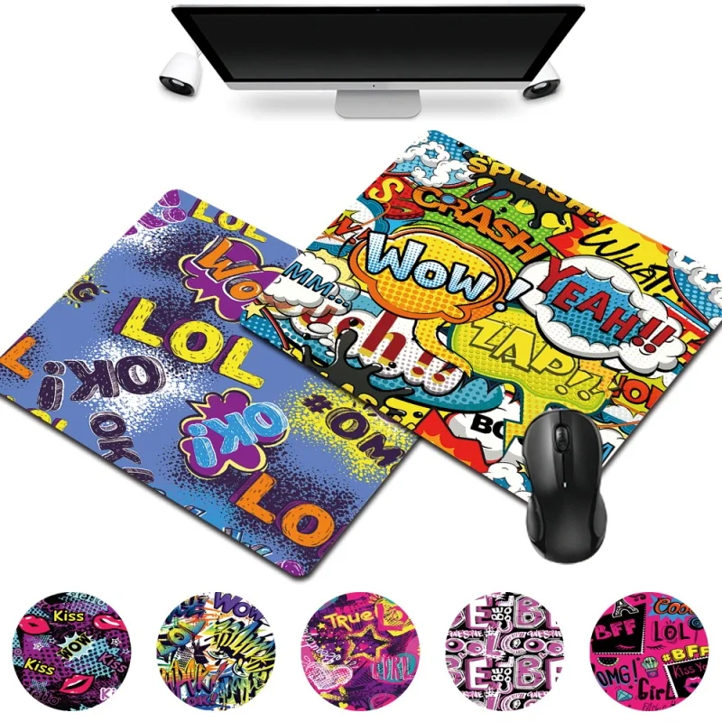 

Antibacterial Home Office Computer Portable Mouse Mat Small 25x21cm Graffiti Art Pattern Print Series Smooth Gaming Mousepad