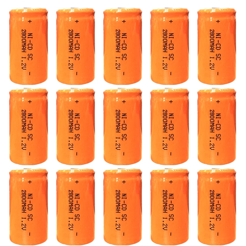

OOLAPR 15PCS High quality battery rechargeable battery SC battery SC battery replacement 1.2 v with tab 2800 mah