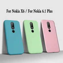 Чехол для nokia x6 Матовый жидкий Мягкий силиконовый чехол телефона