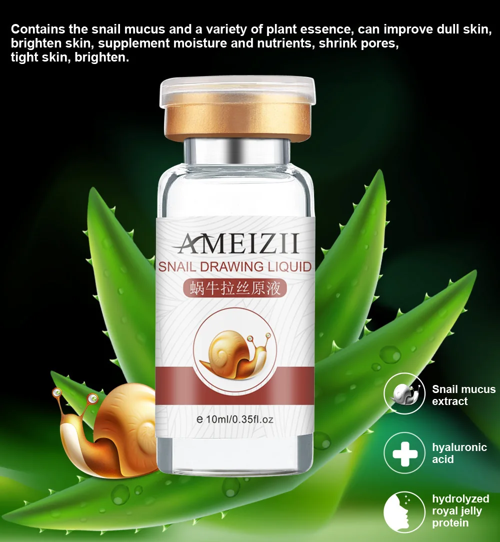 AMEIZII, экстракт улитки, гиалуроновая кислота, сыворотка, увлажняющая, отбеливающая, подтягивающая эссенция, Антивозрастная, уход за кожей лица, ремонт, 1 шт