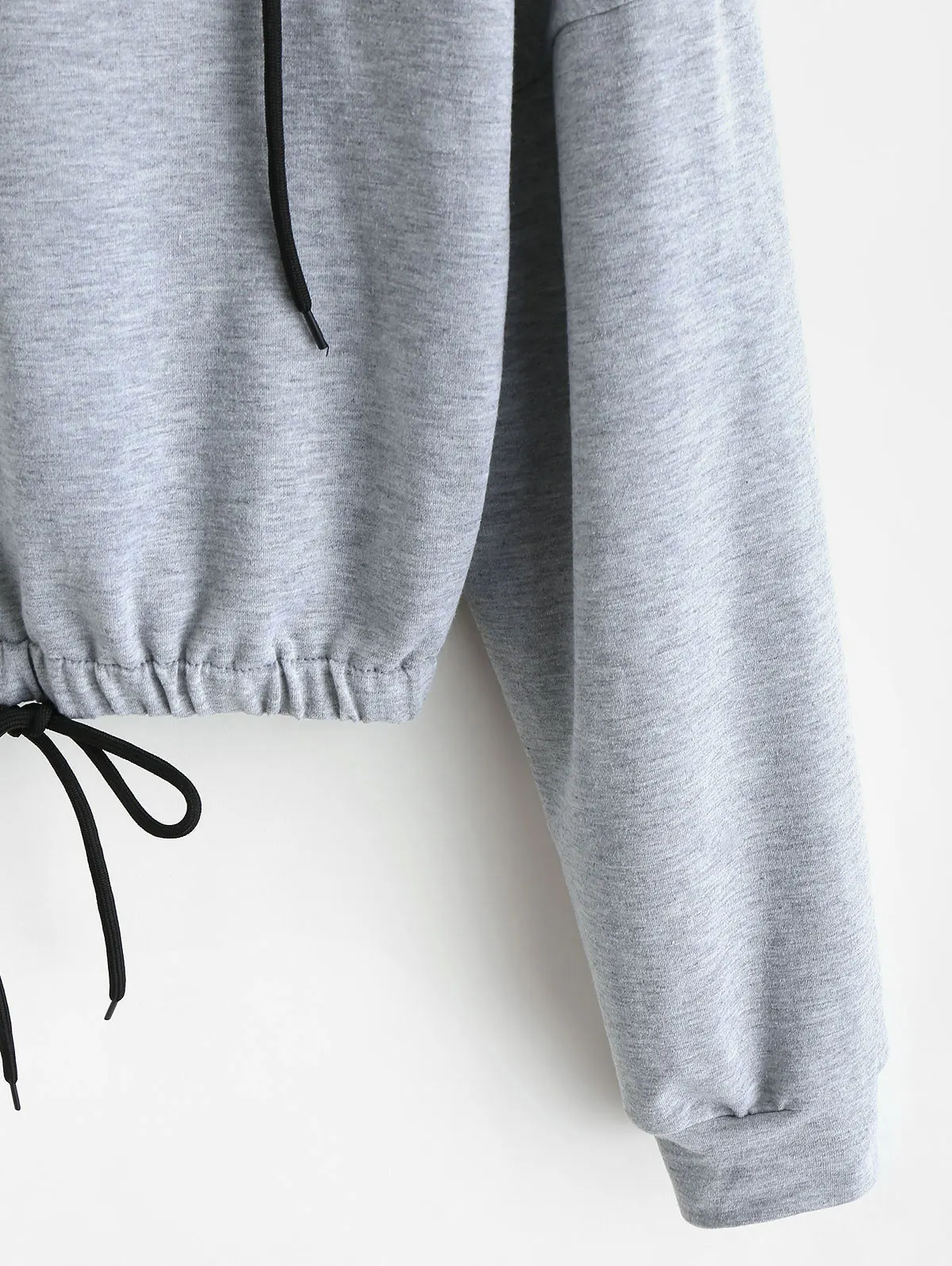 \ "ZAFUL Drawstring заниженной линией плеч однотонная укороченная Толстовка для Для женщин однотонные живота кофты Топ длинный рукав осень-весна