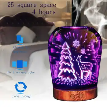 

3D Mist Glass Oil Diffuser 100 Premium Ultrasonic Aromatherapy Oils Humidifier With 7 Colors LED Night Light Christmas Gifts