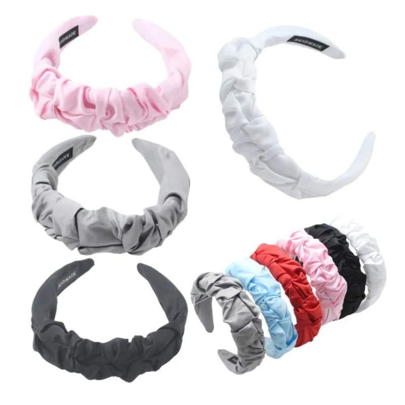 girl flowers headband fashion cotton wide turban twisted knotted headwrap classic hairband hair accessories for women scrunchies women candy solid color wrinkled headband  wide-brim knotted face wash hairband headbands girl hair band hair accessories