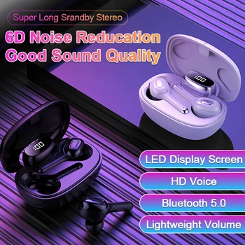

Wireless Earphones Sport Gaming Headset TWS Earbuds Bluetooth 5.0 Noise Reduction LED-Display HD Call Earphones With Microphone