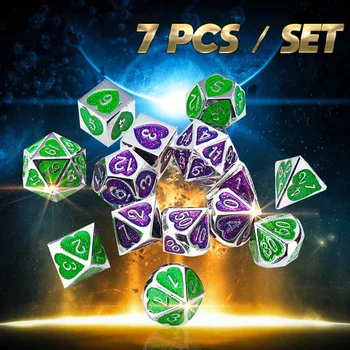 

Polyhedral Dice Zinc Alloy Polyhedral Game Dice for RPG Dungeons and Dragons DND RPG MTG D20 D12 D10 D8 D6 D4 Table Game 7Pcs