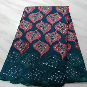 

5 yard Swiss lace fabric 2020 latest heavy beaded embroidery African cotton fabrics Swiss voile lace popular Dubai style PL06152