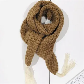 

Qiu dong season knitting small tassel long scarf wool collar male baby pure color to keep warm in winter of the girls collar J68