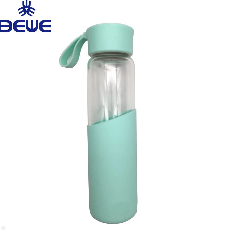 

Brand New Glass Green Color Water Bottle With silicone Grip