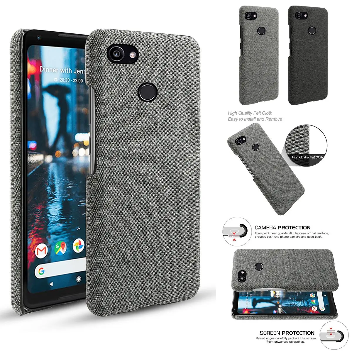 

For Google Pixel 2 XL Phone Back Case Ultra Thin Hard PC Woven Cloth Anti-scratch Shockproof Protector For Google Pixel 2 XL