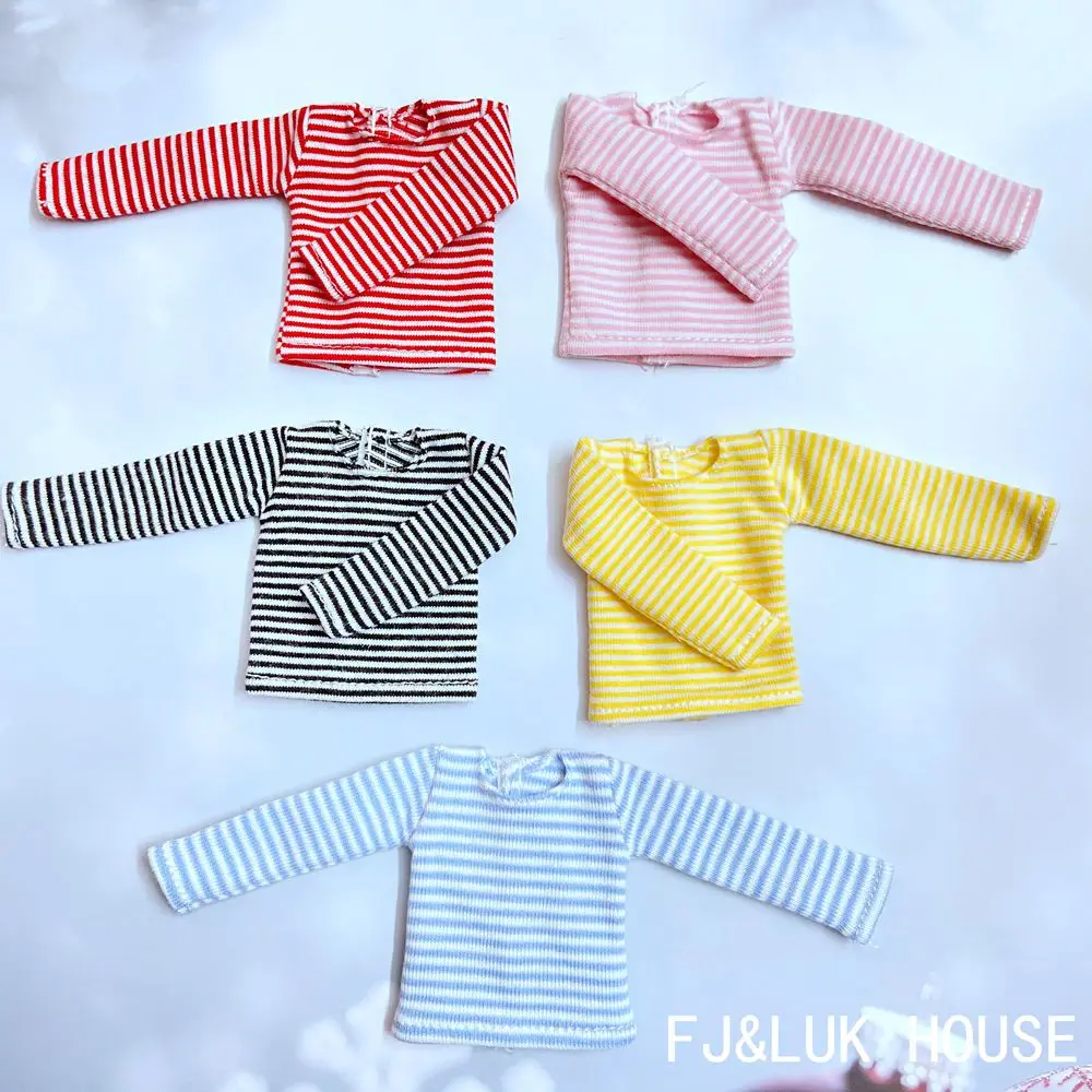 Doll clothes accessories Blyth clothes Cotton T-shirt Stripe Long Sleeve Shirt for Pullip Blyth 1/6 Dolls Accessories