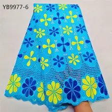 Такой прекрасный красивый голубой цвет вышитый Небесно-Голубой элегантный африканский дизайн Цветочная хлопчатобумажная ткань женское платье