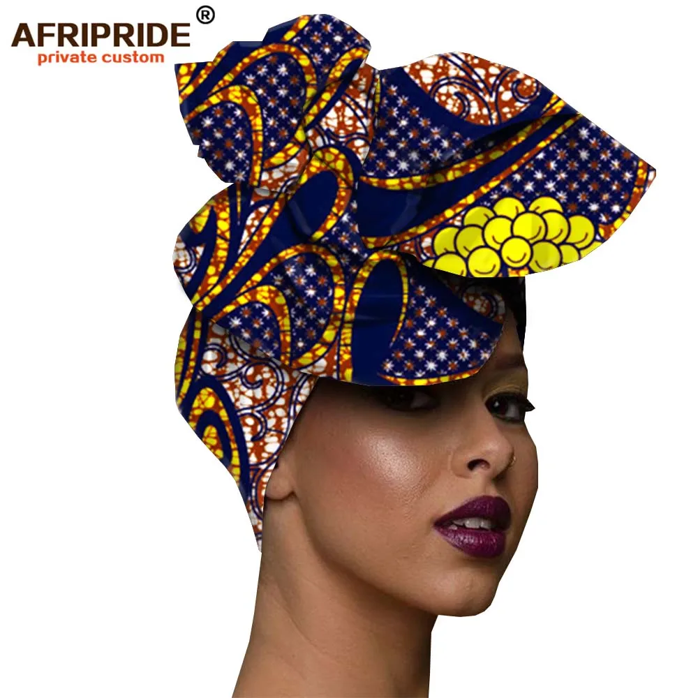 Африканская мода, повязка на голову для женщин, AFRIPRIDE, bazin richi, высокое качество, хлопок, воск, принт, Женская бандана A19H001 - Цвет: 489