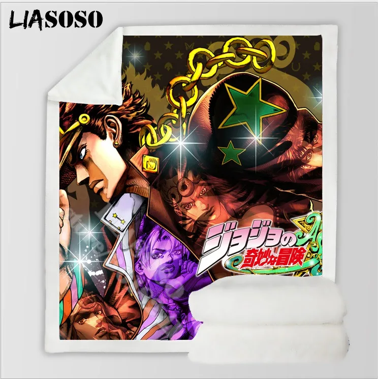 3D принт JoJo странное приключение Kujo Jotaro одеяло флисовое подростковое