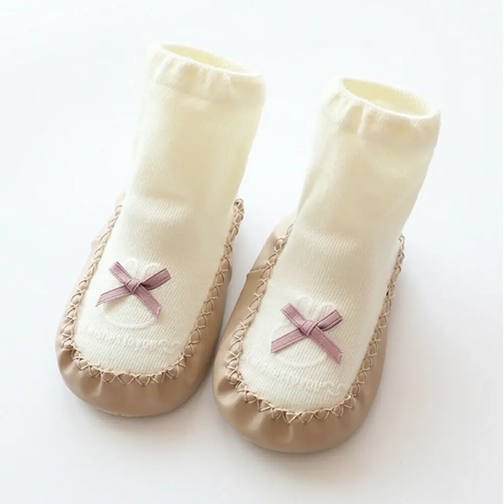 Г. Брендовые носки для малышей милые Нескользящие хлопковые носки-тапочки для малышей Детские Тапочки шерстяные носки с бантом - Цвет: Белый