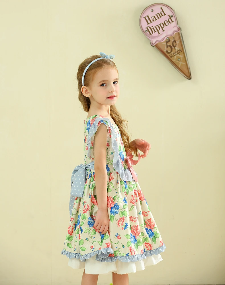 Изысканные платья для малышей; кружевное платье принцессы с цветочным рисунком для девочек; винтажное испанское платье в стиле Лолиты; праздничная одежда для детей; высокое качество