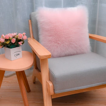 

Home Chair Cushion Bedroom Cushions For Sofa Fluffy Plush Cushion Soft Warm Pillowcases Decorative Imitation Wool Cushion Cover