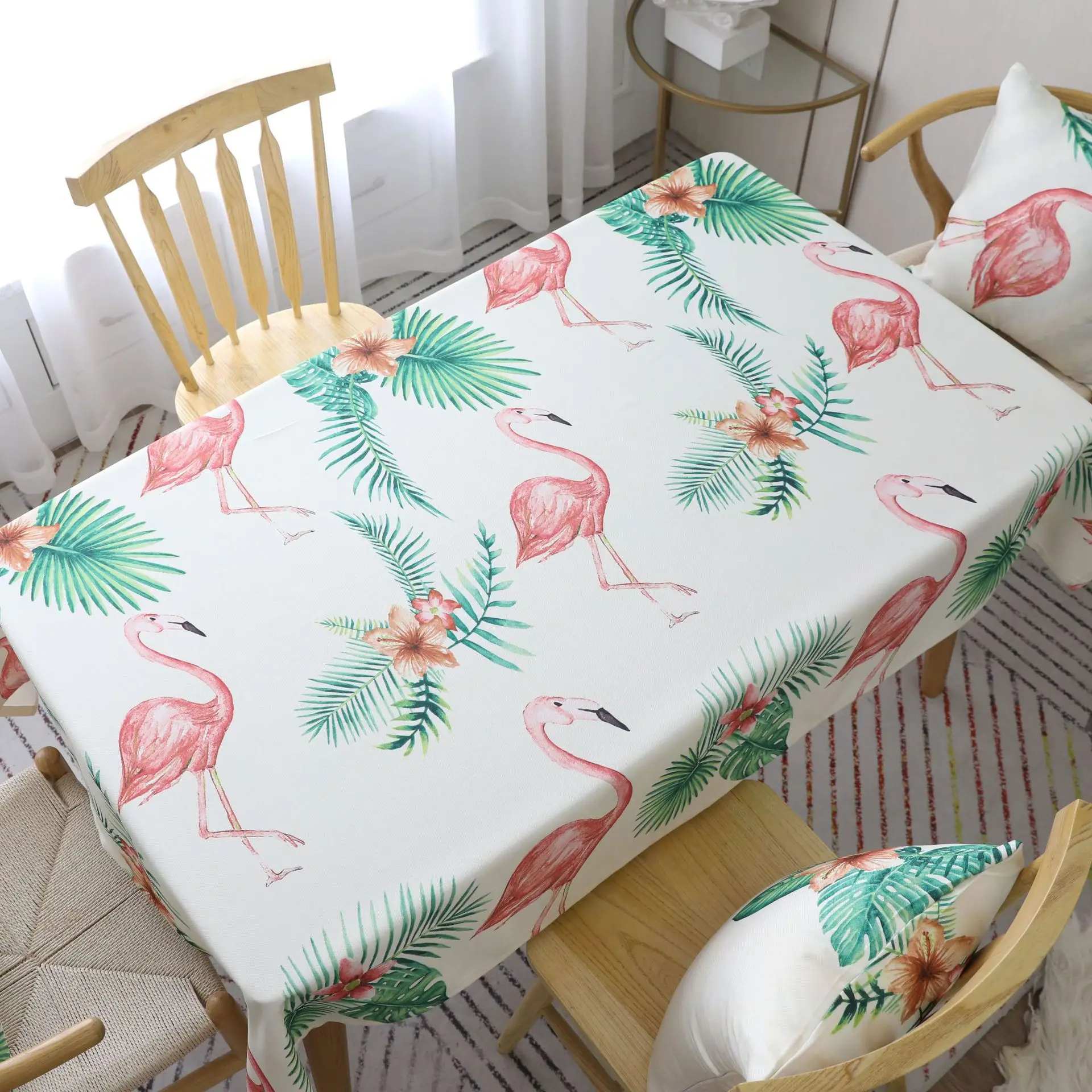 

Nordic Pink Flamingo Table Cloth Hot Coffee Table Tablecloth Rectangular Table Thick Cover Cloth Room Decor Aesthetic