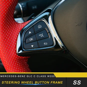 

For Mercedes Benz C Class W205 GLC 2016-2019 Car Steering Wheel Button Frame Trim Cover Sticker Interior Accessories