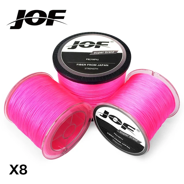 JOF PE Pink Braid Fishing Line 8 Strands 100M 300M 500M 1000M Sea