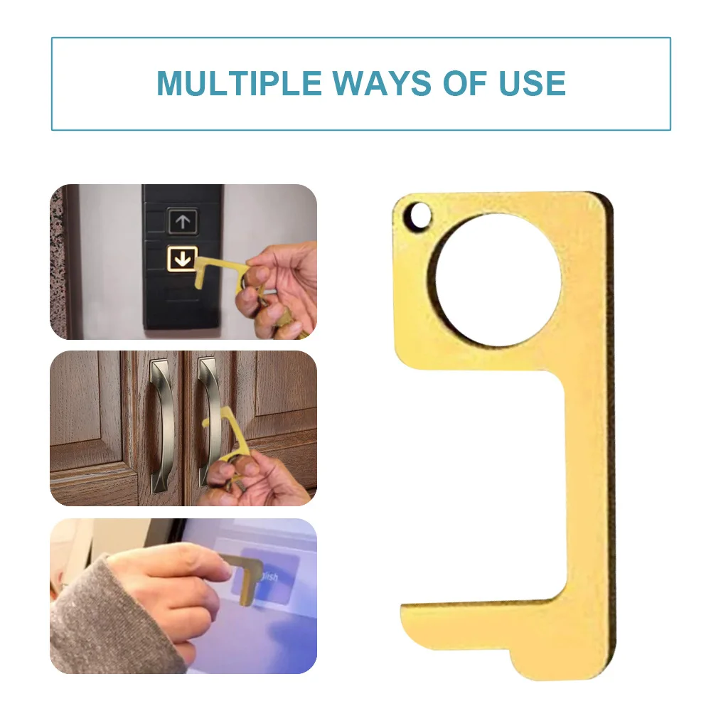 

Portable Press Elevator Tool Hygiene Hand Anti Virus Antimicrobial Brass EDC Door Opener Door Handle Key Home Safety Tools