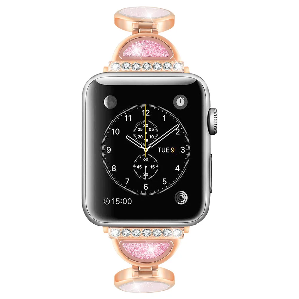 Зыбучие пески Алмазный ремешок для Apple Watch, ремешок для женщин, металлический ремешок из нержавеющей стали 22 мм, Ремешки для наручных часов для iwatch 1 2 3 4, Замена