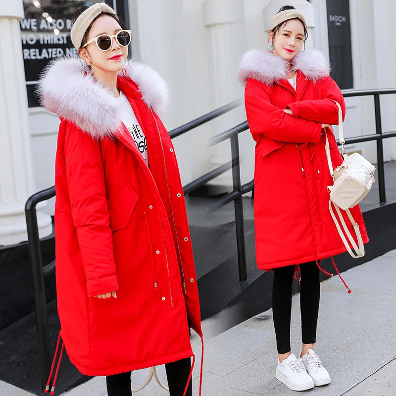 

Pregnant Women Winter 2018 Fashion New Style Fur Collar Thick Cotton-padded Clothes Mid-length down Jacket Women's Korean-style