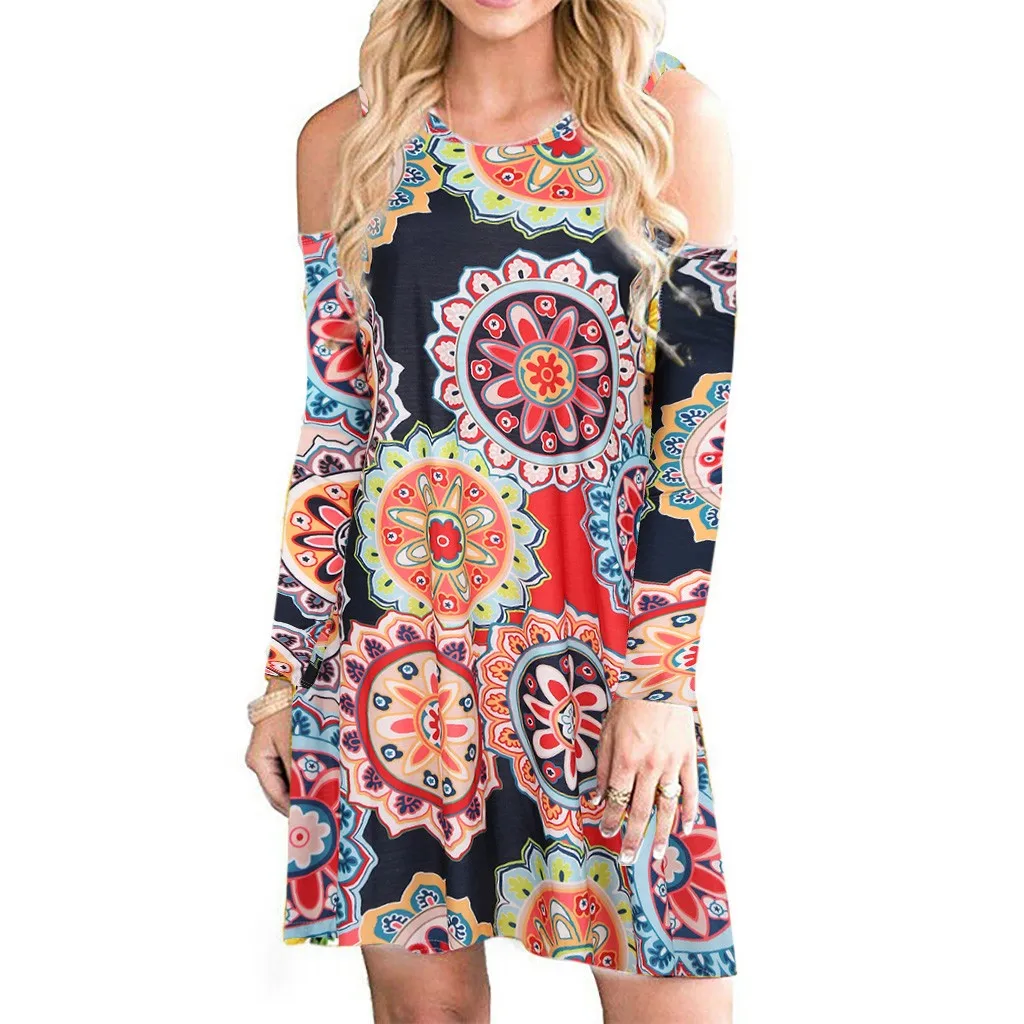 Топы для девочек; платье; женская мода; vestido; женское платье с длинным рукавом и цветочным принтом; повседневные женские комплекты с длинным рукавом