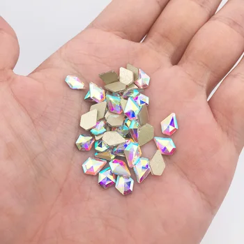 

30pcs 8*6mm AB Glass Crystal Rhinestones Decorations Flat Back Diamond Shape for Nails Art Decor Stones Manicure Accessories