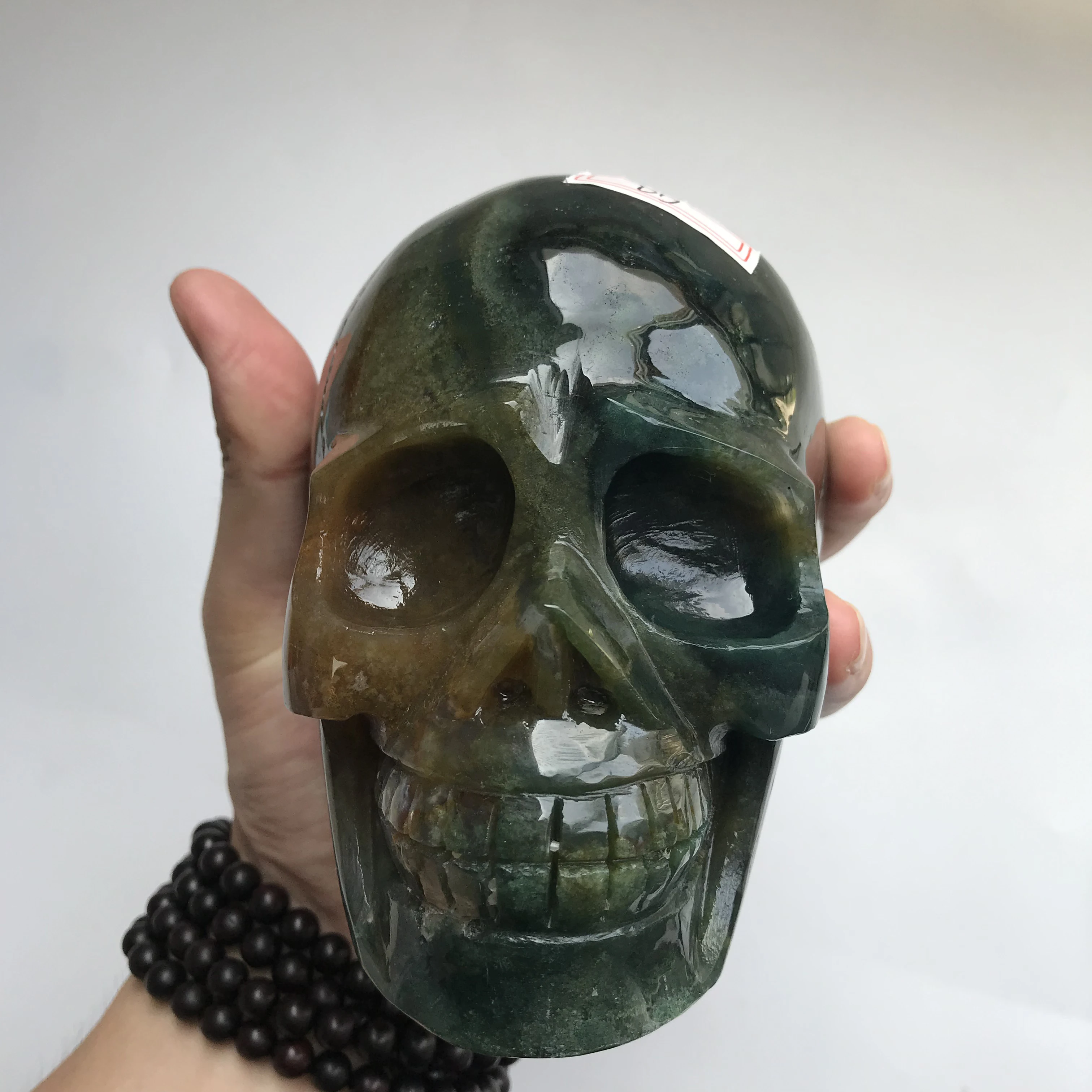

High Quality Moss Agate Skull Shape Stone Hand Crafted & Polished For Gift &Home Decor WT