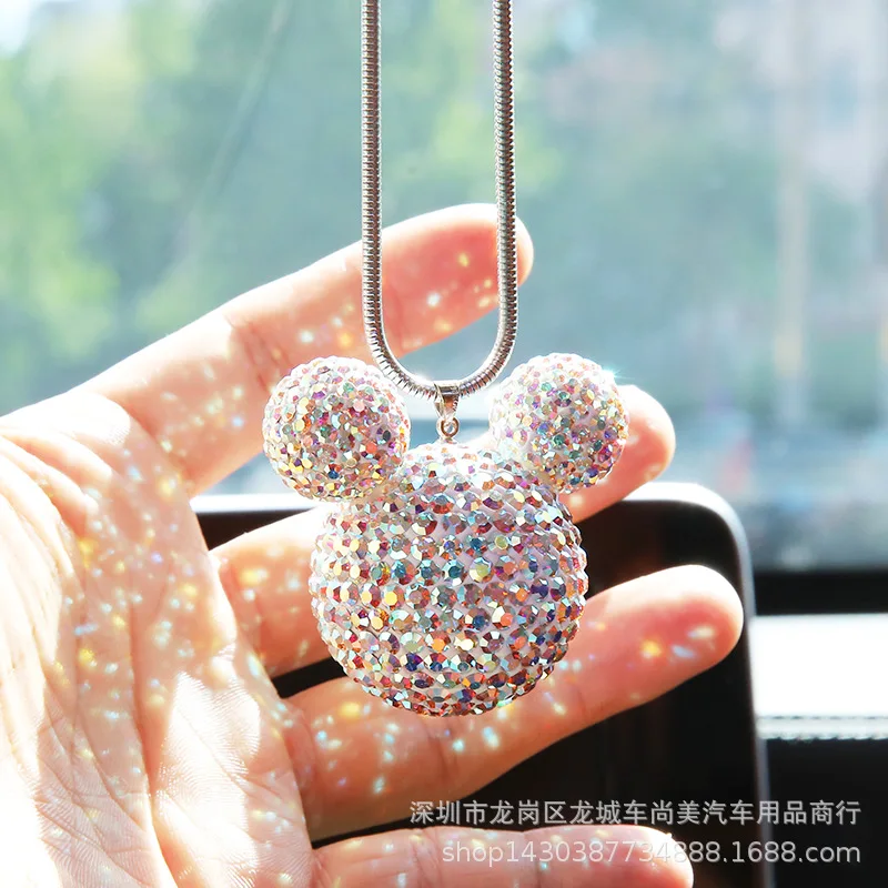 Автомобильная подвеска топ Класс повязка с изображением Mickey Зеркало заднего вида автомобиля подвесная градиент Микки висит украшение кулон искусственным бриллиантом, Ba