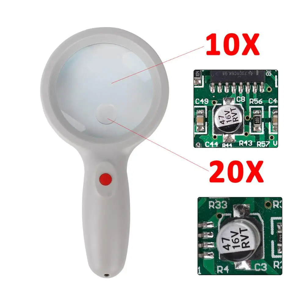 Handheld magnifier Электронное увеличительное стекло для мобильных СВЕТОДИОДНЫХ ламп лупа для салонов красоты очки Светодиодная лампа лупы для чтения - Цвет: Handheld magnifier