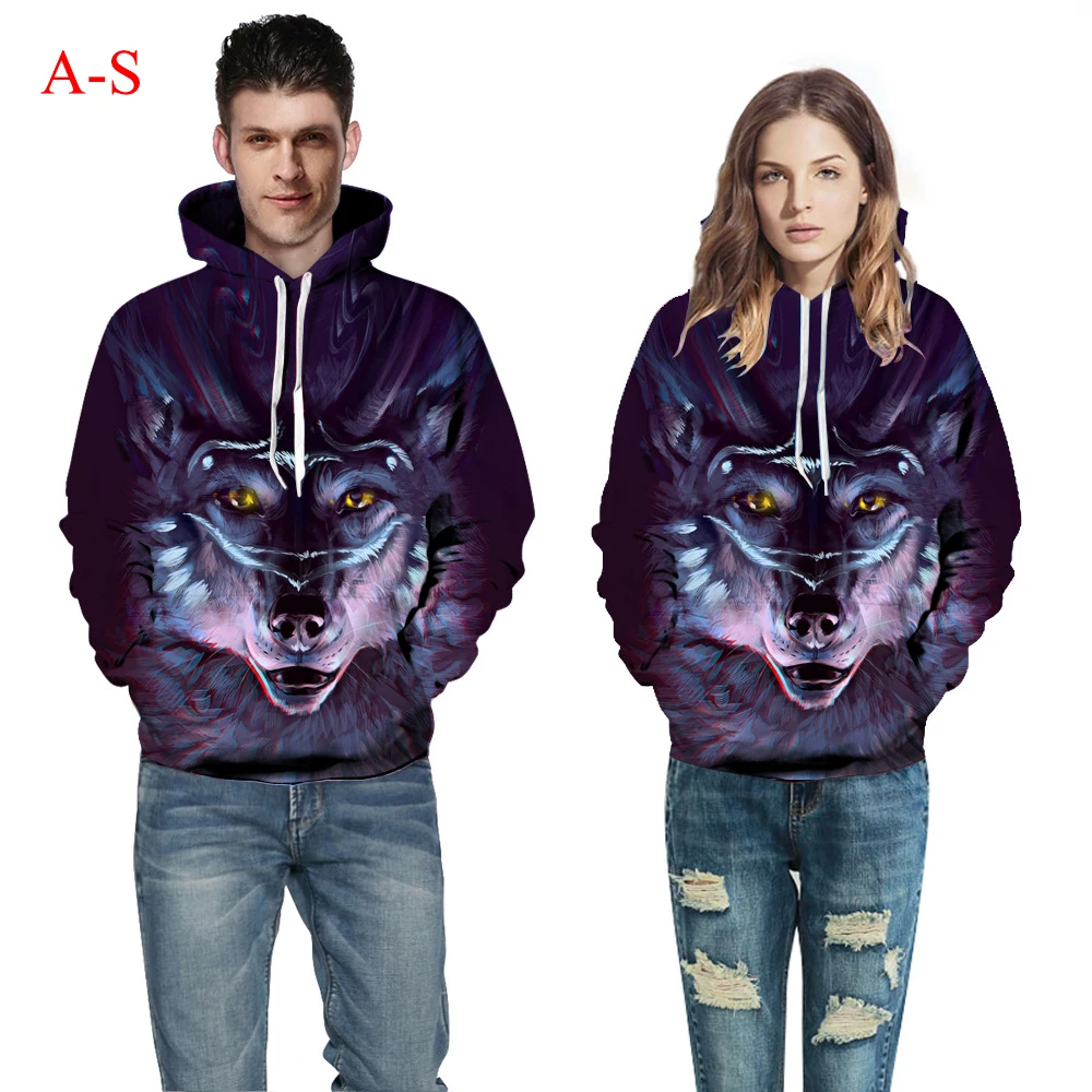 

Europe and America 3d Digital Printed Long Sleeves Hoodies Pullover Baseball Uniform Animals Loose Couples Baseball Clothes 1 PC