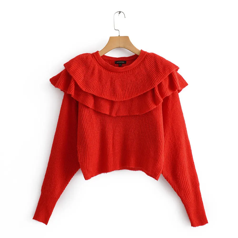 Осенне-зимний свитер с пышными рукавами для женщин Za модная одежда пуловеры с длинными рукавами уличная одежда Розовые Желтые свитера - Цвет: 7