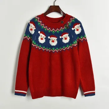 

Hit Colors Oversized Sweater 2019 Round Neck Cute Christmas Sweater Women Large Size Loose Thick Pullovers Sweaters Red/blue