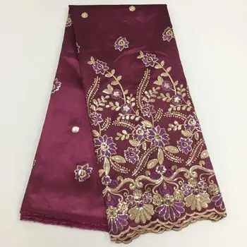 

New 2020 Wholesale High Quality African George Fabric, Gold Line African George Lace Fabric For Nigerian Wedding Party Dress