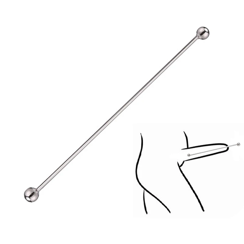 Male stainless steel metal urethral double beads penis plug dilator insert sex toy for man
