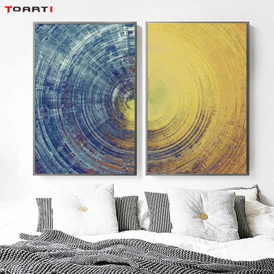 

Abstract Blue And Yellow Circles Pattern Canvas Painting Modern Posters And Prints Wall Art Pictures For Living Room Home Decor