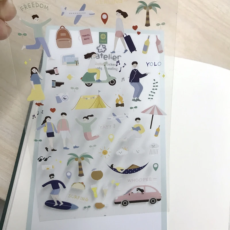 Suatelier Healing Cutting Die Stickers Cute Girl Sea Life DIY Scrapbooking Supplies Diary Home Hobby Adhesive Decoration Craft